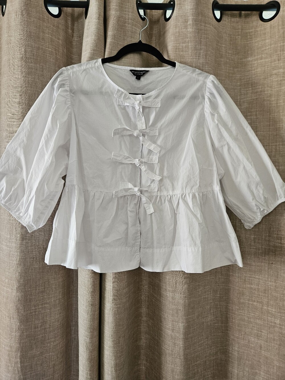 Velvet Heart Los Angeles White Cropped Blouse Large (Fits Like Medium) Cotton